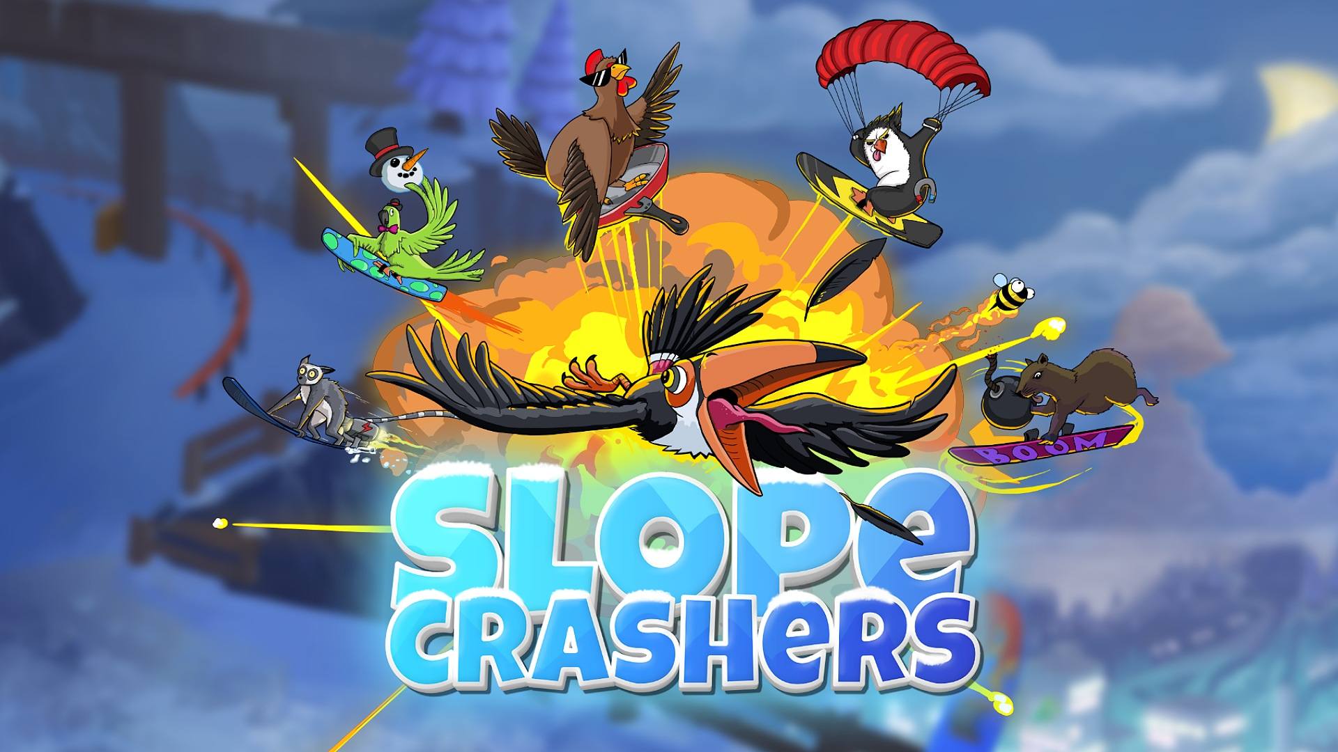Desafie seus amigos no snowboard arcade Slopecrashers!